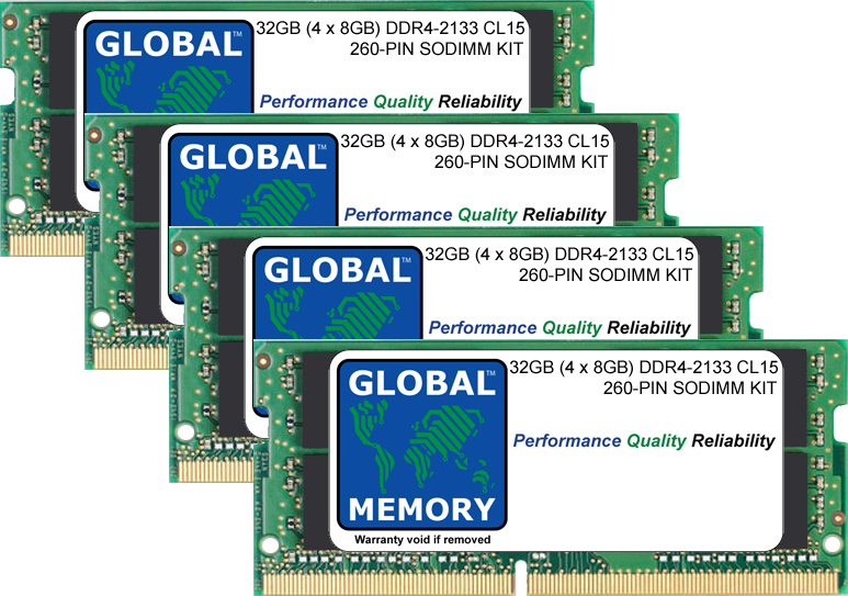 32GB (4 x 8GB) DDR4 2133MHz PC4-17000 260-PIN SODIMM MEMORY RAM KIT FOR HEWLETT-PACKARD LAPTOPS/NOTEBOOKS